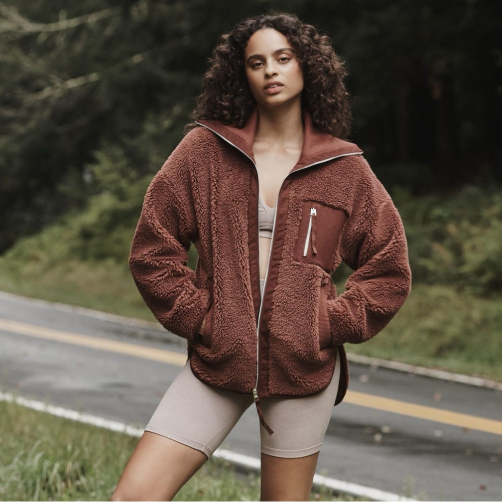 (NWT) Varley Myla Zip Through Fuzzy Faux Sherpa Jacket
